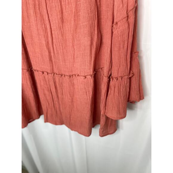 Est 1946 shirt blouse top women's large dark peachy apricot flowy built in linin - Picture 3 of 13